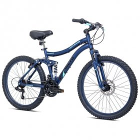 Genesis 24" Bella Vista Girl's Full Suspension Tween/Teen Mountain Bike, Blue