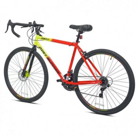 Kent 700c Dirt Runner Men's Gravel Bike, 14 Speed, Neon Red / Orange