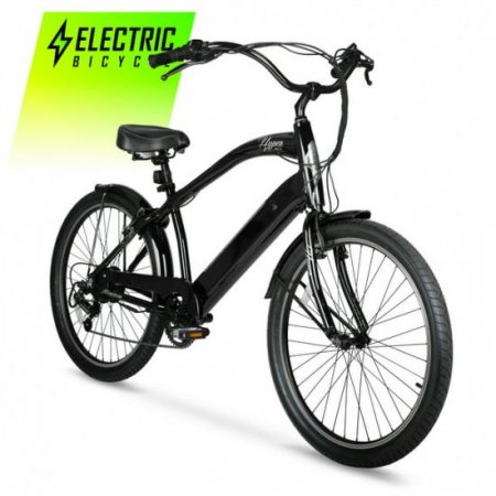 Hyper Bicycles E-Ride 26" Men's 36V Electric Cruiser E-Bike for Adults, Pedal-Assist, 250W Motor, Black