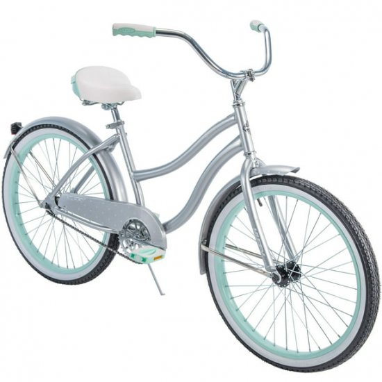 Huffy 24\" Cranbrook Girls\' Cruiser Bike with Perfect Fit Frame, Silver