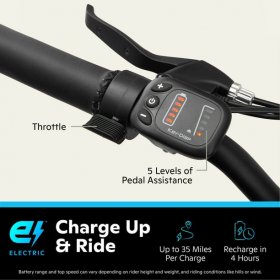 Schwinn 26-in. EC1 Unisex Cruiser Electric Bike for Adults, Throttle, Black Ebike