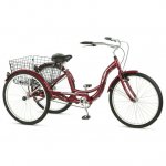 Schwinn Meridian Adult Tricycle, 26-inch wheels, rear storage basket, Cherry