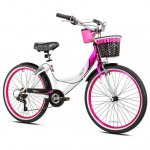 Susan G. Komen 24 In. Multi-Speed Cruiser Girl's Bike, Pink, White and Black