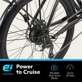 Schwinn 26-in. EC1 Unisex Cruiser Electric Bike for Adults, Throttle, Black Ebike