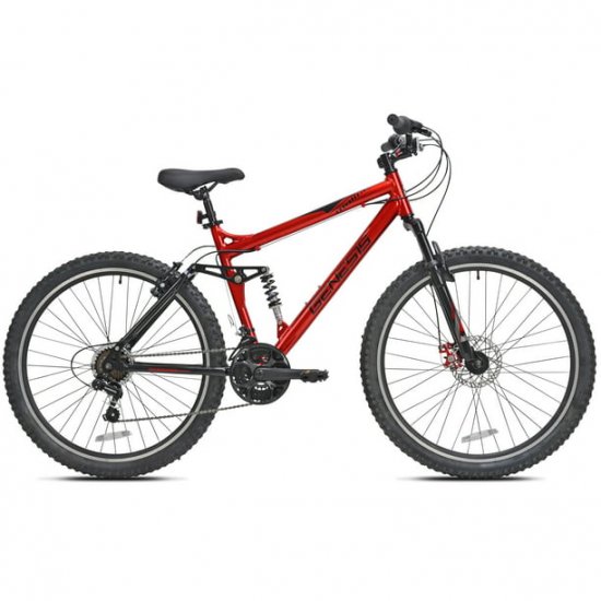 Genesis 27.5 in. Men\'s Malice Full Suspension Mountain Bike, Metallic Red