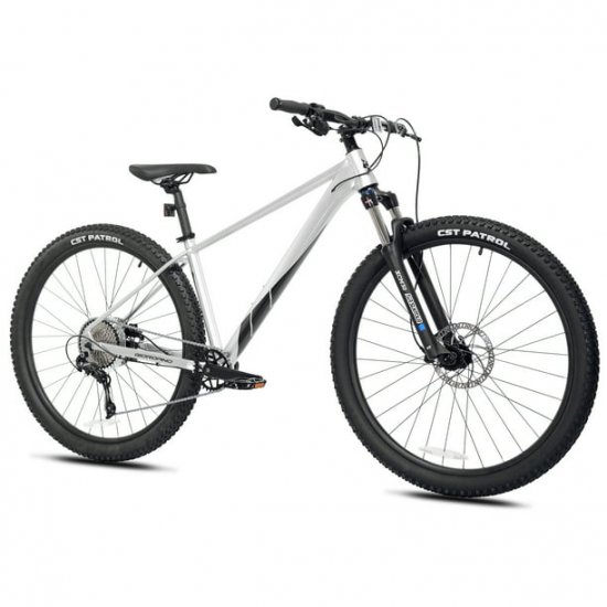 Giordano 29-inch Men\'s Valor Mountain Bike, Front Suspension, 10 Speeds, Silver