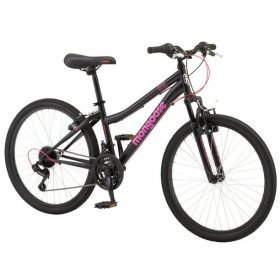 Mongoose Excursion Mountain Bike, 24 inch wheels, girl's style, black