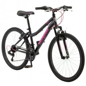 Mongoose Excursion Mountain Bike, 24 inch wheels, girl's style, black