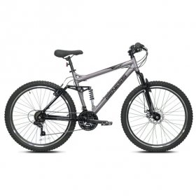 Genesis 26-inch Malice Men's Aluminum Full Suspension Mountain Bicycle, Metallic Gray