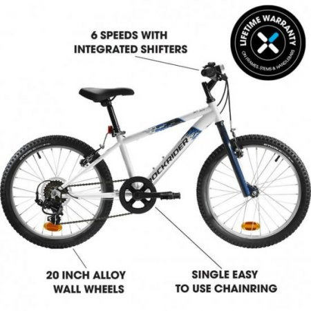 Decathlon Btwin ST120 Mountain Bike, 20", Kids 3'11" to 4'5" White