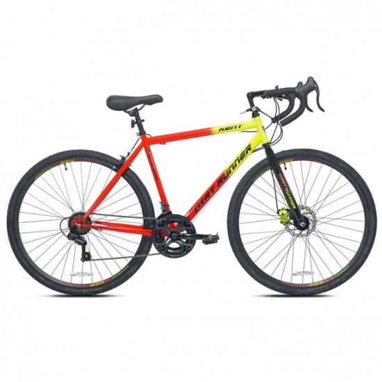 Kent 700c Dirt Runner Men\'s Gravel Bike, 14 Speed, Neon Red / Orange