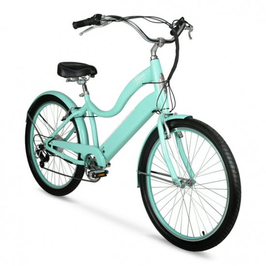 Hyper Bicycles E-Ride 26\" Ladies 36V Electric Cruiser E-Bike for Adults, Pedal-Assist, 250W Motor, Turquoise