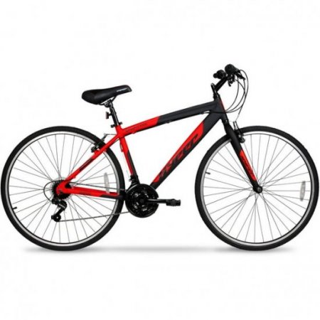 Hyper Bicycle 700c Men's Spin fit Hybrid Bike, Black and Red