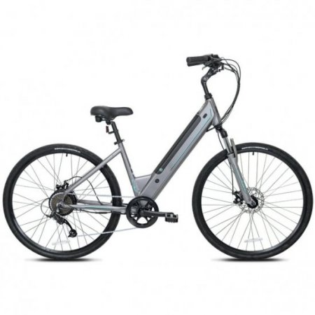 Kent Bicycles 700C 350W Adult Pedal Assist Step-Through Comfort Electric Bicycle, Gray