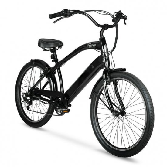 Hyper Bicycles E-Ride 26\" Men\'s 36V Electric Cruiser E-Bike for Adults, Pedal-Assist, 250W Motor, Black