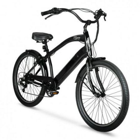 Hyper Bicycles E-Ride 26" Men's 36V Electric Cruiser E-Bike for Adults, Pedal-Assist, 250W Motor, Black