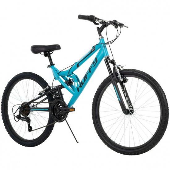 Huffy 24\" Trail Runner Girls Full Suspension Mountain Bikes, Teal Blue