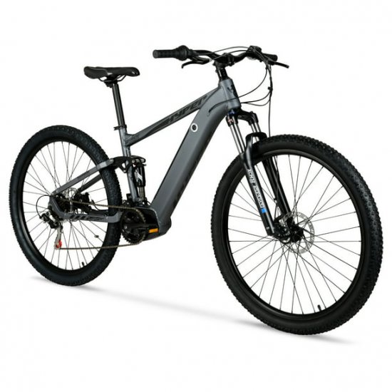 Hyper Bicycles E-Ride 29\" 36V Electric Mountain Bike for Adults, Pedal-Assist, 250W Mid-Drive E-Bike Motor, Grey