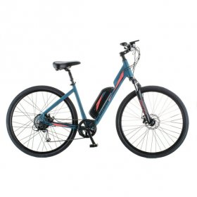 Schwinn 700c Armature Unisex Electric Bike for Adults, Blue, Medium Frame, Comfortable Ebike