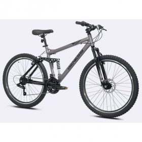 Genesis 26-inch Malice Men's Aluminum Full Suspension Mountain Bicycle, Metallic Gray