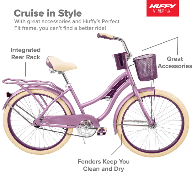 Huffy 24" Nel Lusso Girls' Cruiser Bike, Purple Satin